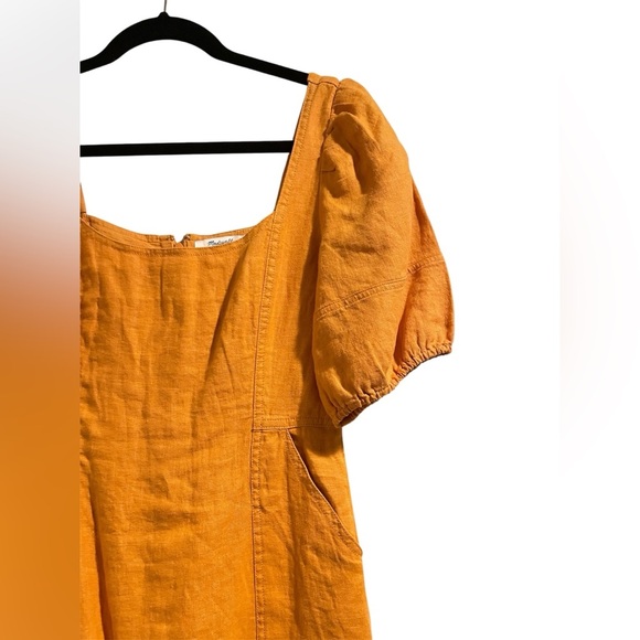 Madewell Maisie Mini Linen Dress Ochre Fresco Orange NWT Size 0 - Picture 5 of 8